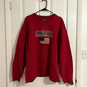 Vintage Red, White, & Blue American Flag 4th of July Patriotic Crewneck